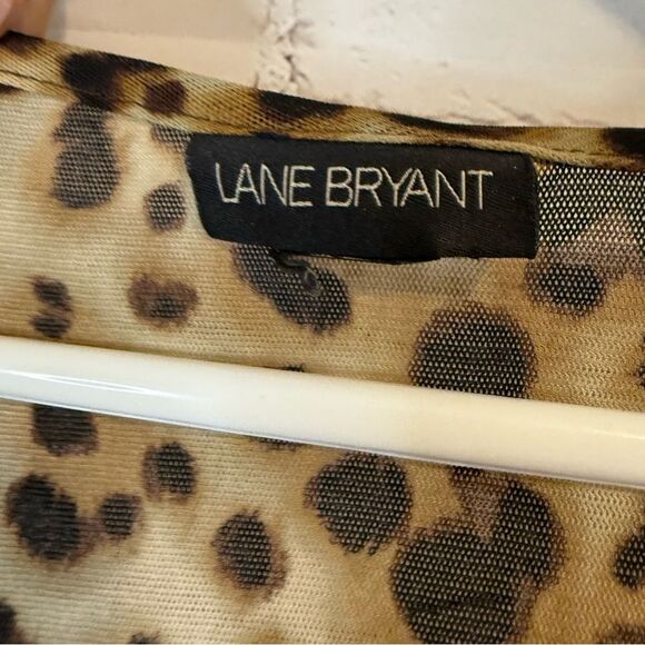 Lane Bryant Brown and Black V-Neck Bell Sleeve Blouse - Picture 6 of 6